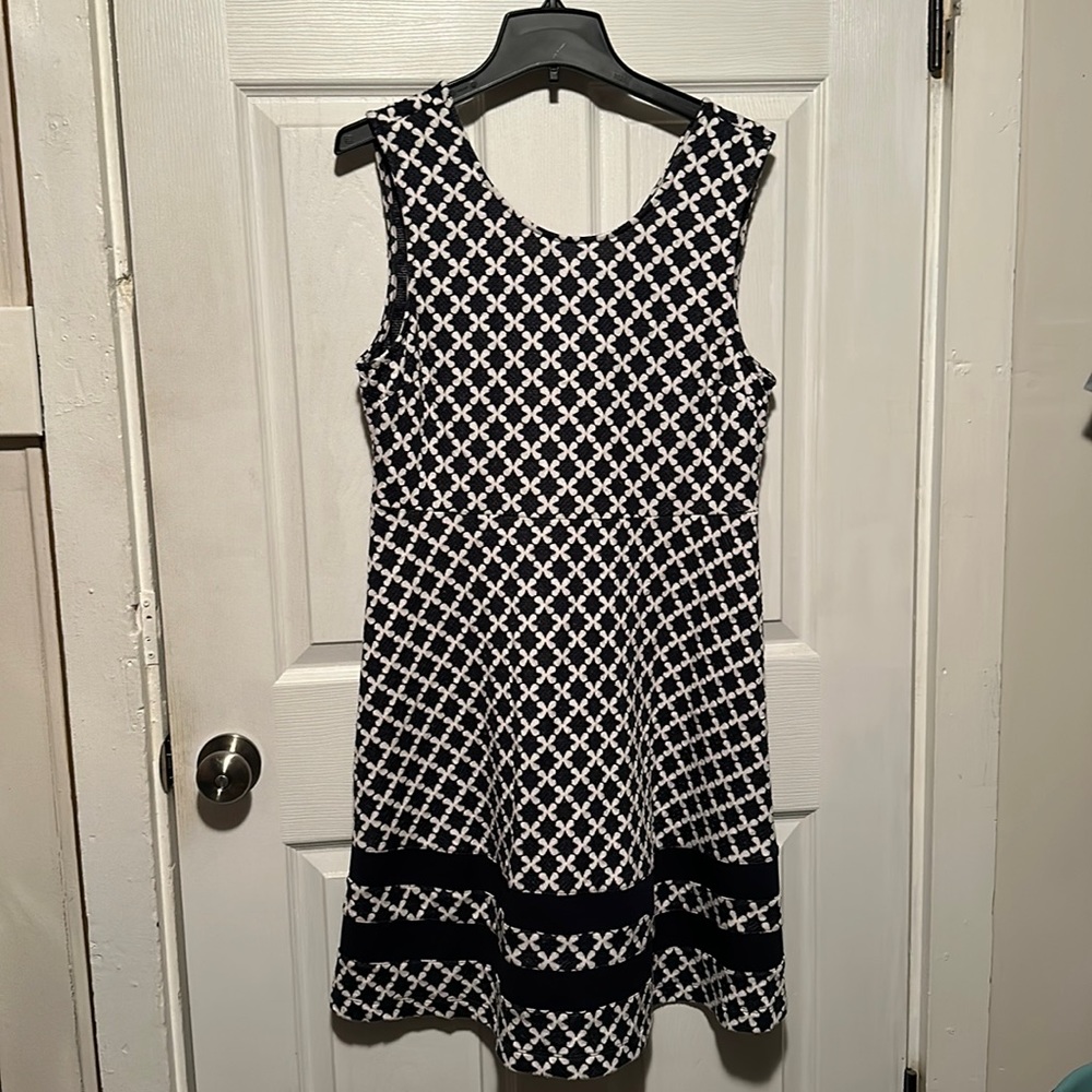 Navy & White Knit Dress - Zipper Back - Pixley/Mix Maire Brand - XL